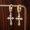 Zirconia Cross Earrings for Men and Women, Unique Stud Earrings, Trendy Hip-Hop Hoop Earrings