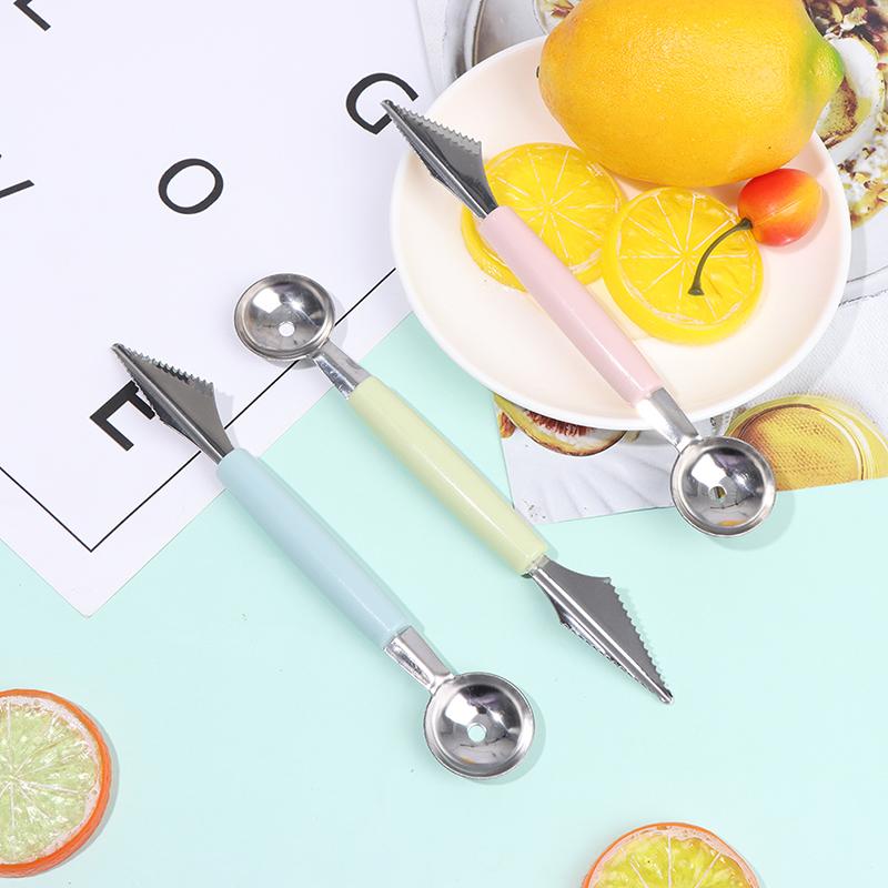 2 In1 Stainless Steel Carving Knife Fruit Ice Cream Baller Scoop Stacks Spoon