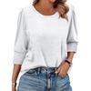 Women's Fashion Casual 3/4 Sleeve Solid Color Shirt Women's Round Neck Tops