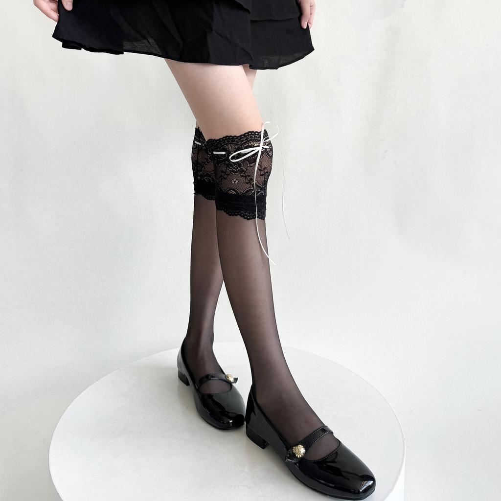 Heart Print Stockings Women Red Bow Knee High Socks Thigh High Stockings Sexy Lingerie Thigh High Socks Stocking Christmas Gifts