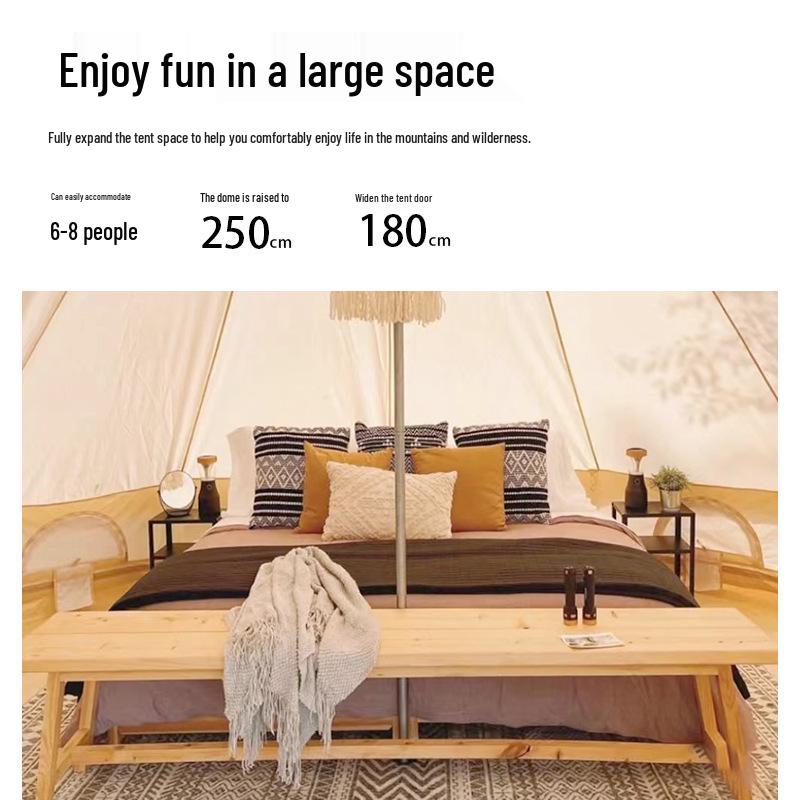 Double Outdoor Yurt Tent: Sunshade Canopy, All-Weather Camping Tent, Full Set for Overnight Use