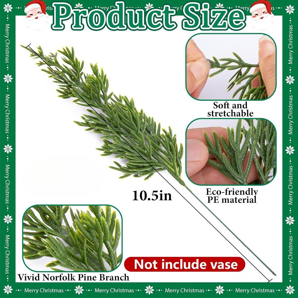 Frosted Faux Cedar Sprays for Christmas Tree, Wreath, Floral Arrangement, Vase, Winter Holiday Décor