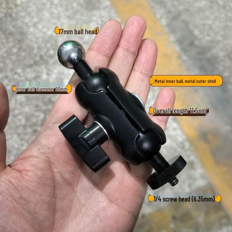 17mm Ball Head to 1/4" Interface Universal Swivel Pan/Tilt Tripod Adapter.