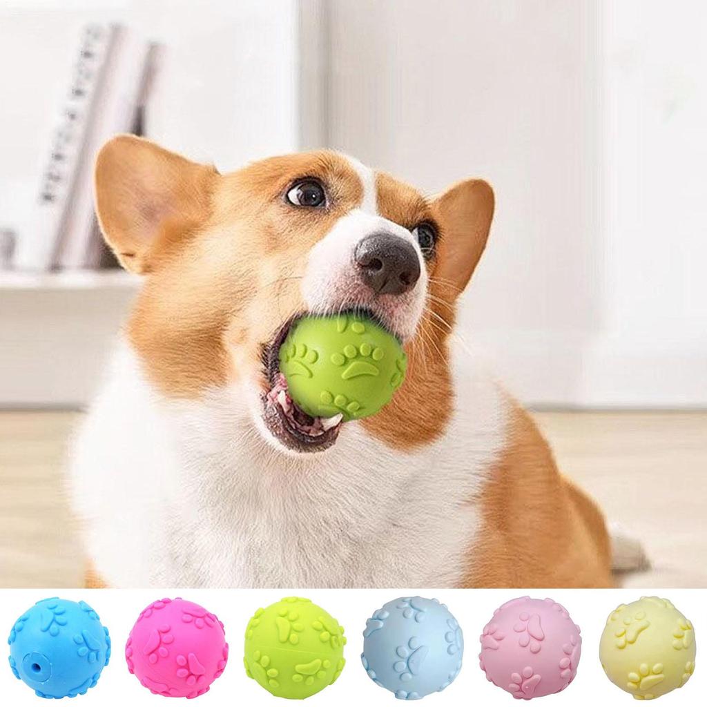 1PC Bouncy Ball Dogs Interactive Toys Dog Pet Teeth Cleaning Chew Training Toys Bite Resistance Squeaky Dog Ball Toy Pet Supplie