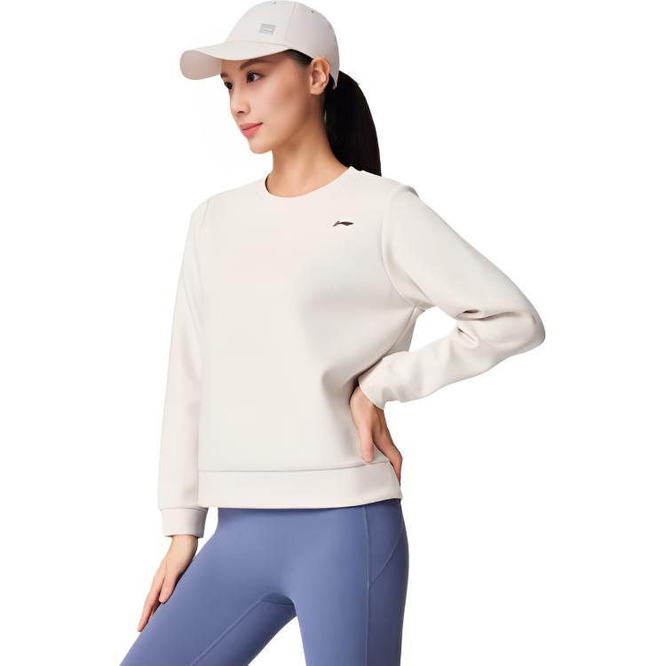 Li Ning Fitness Series Warm Round Neck Logo Sports Sweatshirt Women sweatshirt AWDW074-4