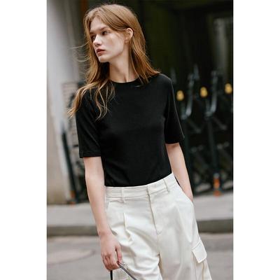 T-shirt da donna tinta unita a maniche corte