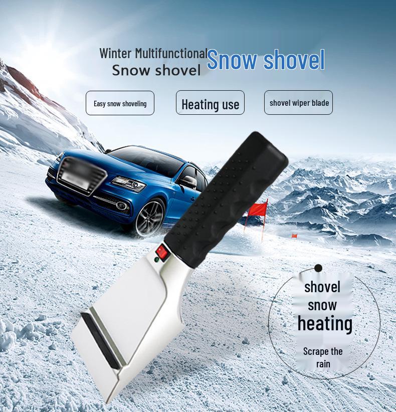 Compact 12V Car Heated Snow Shovel - Multifunctional Winter De-icing Tool