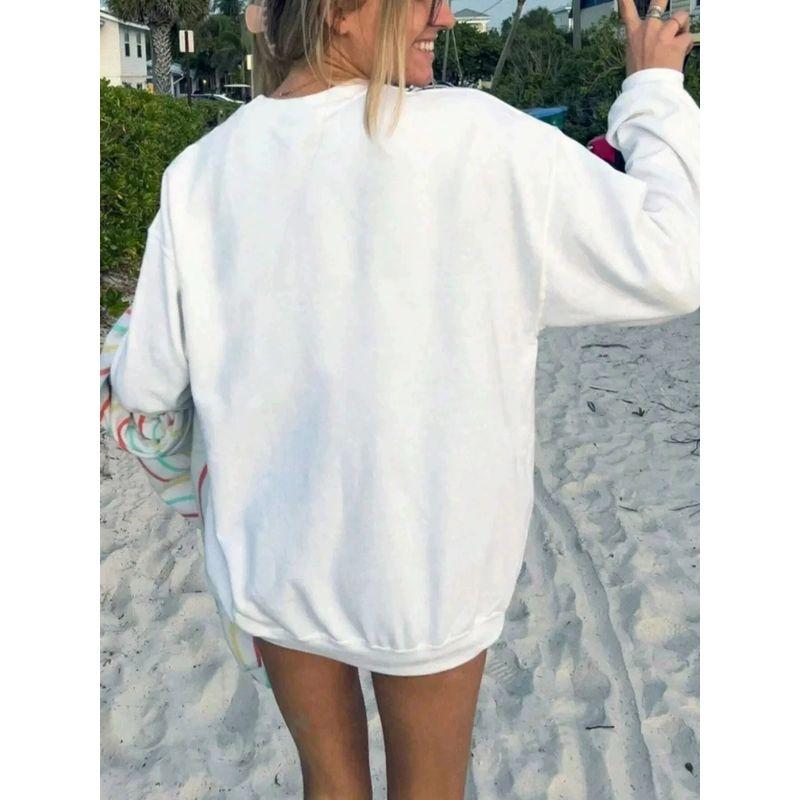 New Loose Printed Top Western Style New Fashion Casual Top Loose Print Letters Hoodie