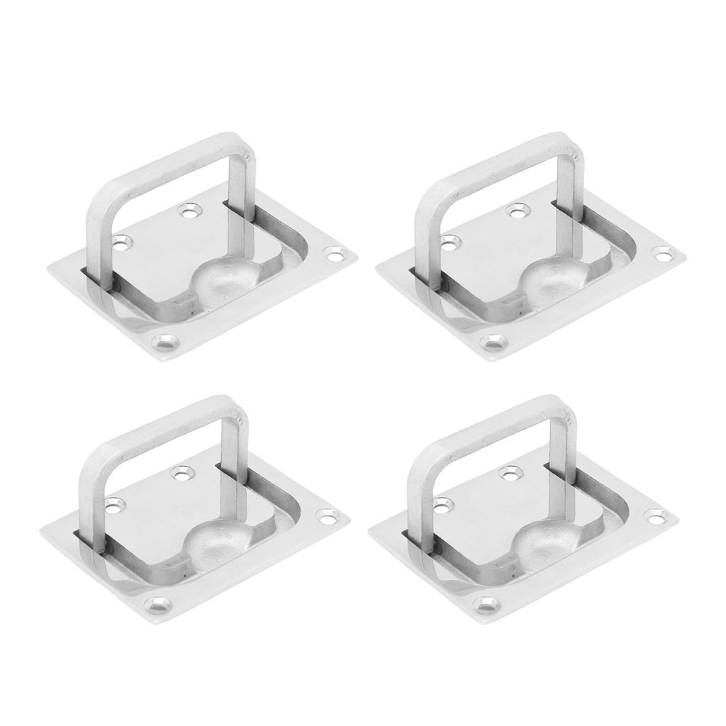 4PCS Boat Cabinet Flush Mount 316 Stainless Steel Square Flush Pull Ring Handles for Furniture