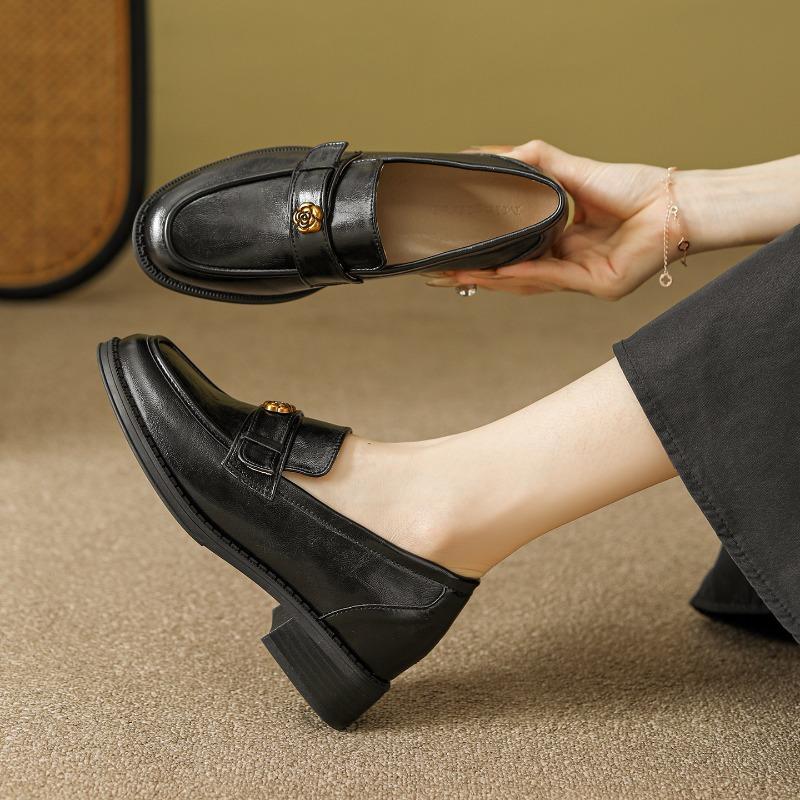 Women'S Vintage British Style Loafers Jk College Style Thick Sole Dress Women'S Shoes Elegant Casual Leather Shoes Zapatos Mujer