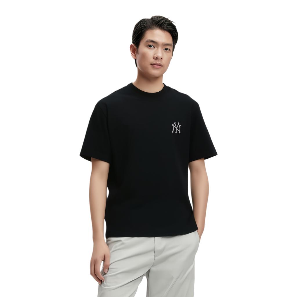 MLB Letter Round Neck Short Sleeve Summer Breathable Couple T-Shirt Unisex T-Shirts Black 3ATSM0854-50BKS