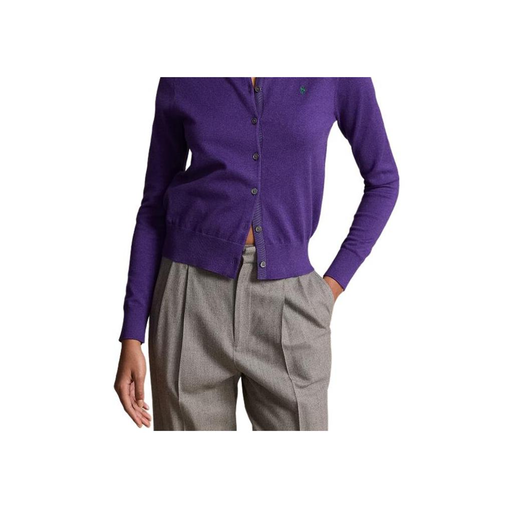 Polo Ralph Lauren FW24 Solid Color Logo Embroidered Single-Breasted Long Sleeve Knit Sweater Women sweater Purple WMPOSWENDW20295-500
