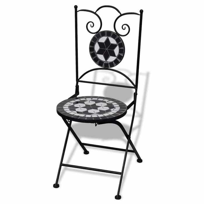 VidaXL 2 chaises mosaïques de bistro noir/blanc Ensemble chaises de jardin 41533