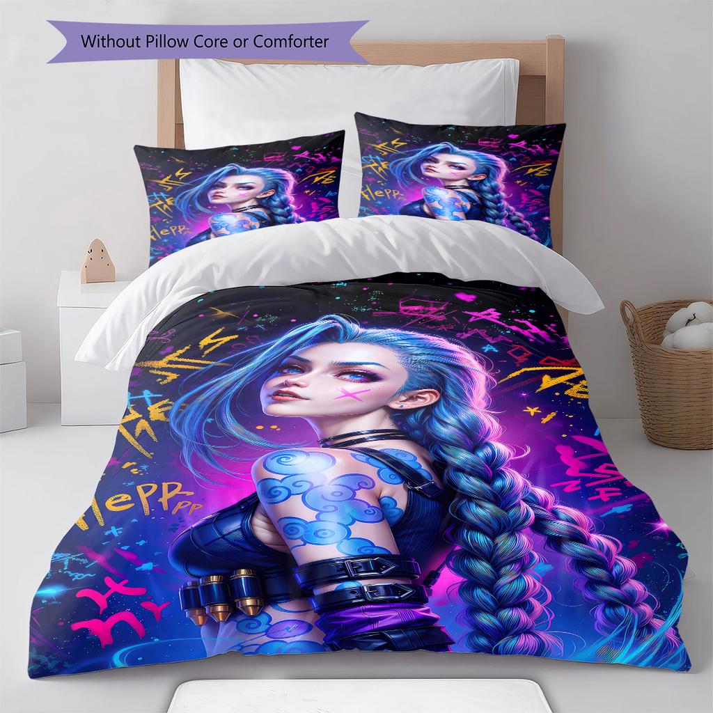 Jinx Pattern Bedding,Quilt Set Quilt Cover Pillowcase Home Birthday Gift (1 * Duvet Cover + 2 * Pillowcase, Without Core)