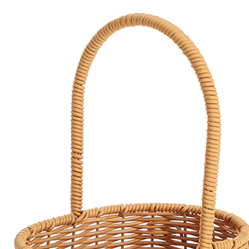 Portable Woven Basket with Handle PP Rattan Hand Woven Hamper for Fruits Vegetables Gifts