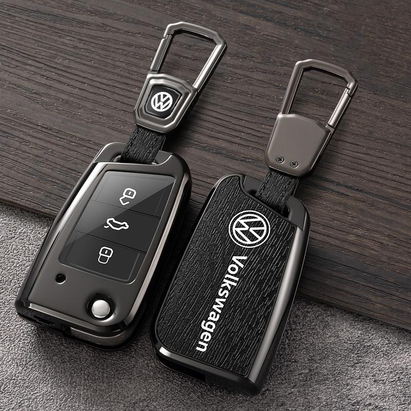 Für VOLKSWAGEN Zinklegierung+Leder Auto Fernbedienung Schlüsselhülle Abdeckung Schutzschale Für VW Volkswagen Polo Golf 7 MK7 Tiguan MK2 Accesso