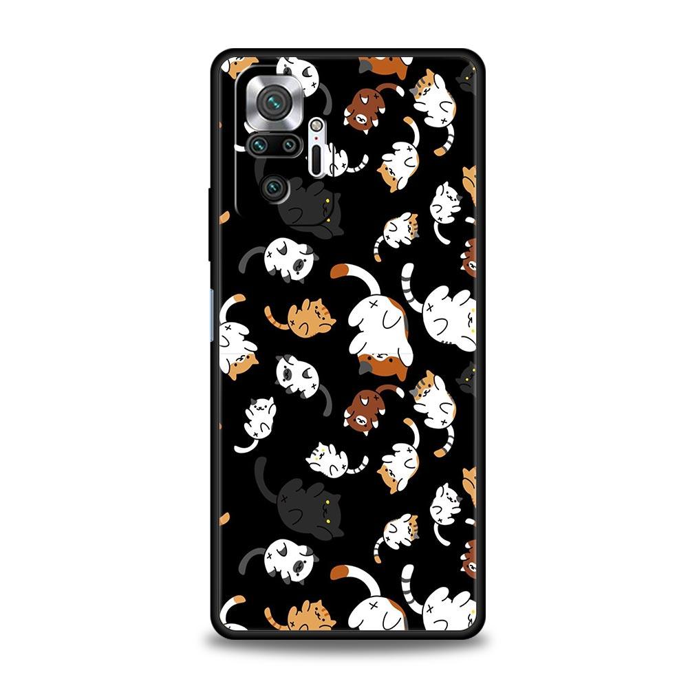 Cartoon Cat Phone Case For Xiaomi Redmi Note 14 13 5G 10 11 12 Pro Plus 4G 14C 13C 12C 10C Black Cover