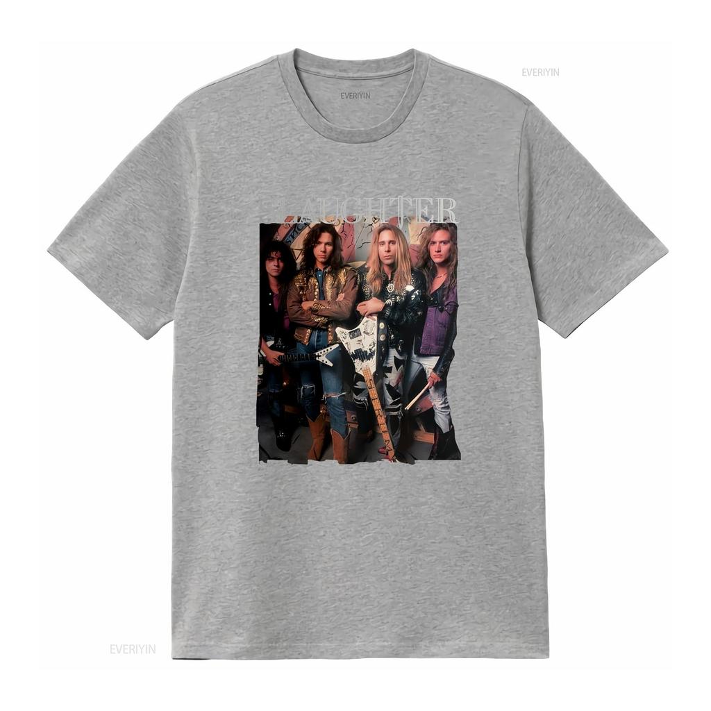Slaughter Rock Band Black T Shirt Short Sleeve All Sizes S 5xl Xy836 Vintage Washed Comfortable Versatile Casual Graphic