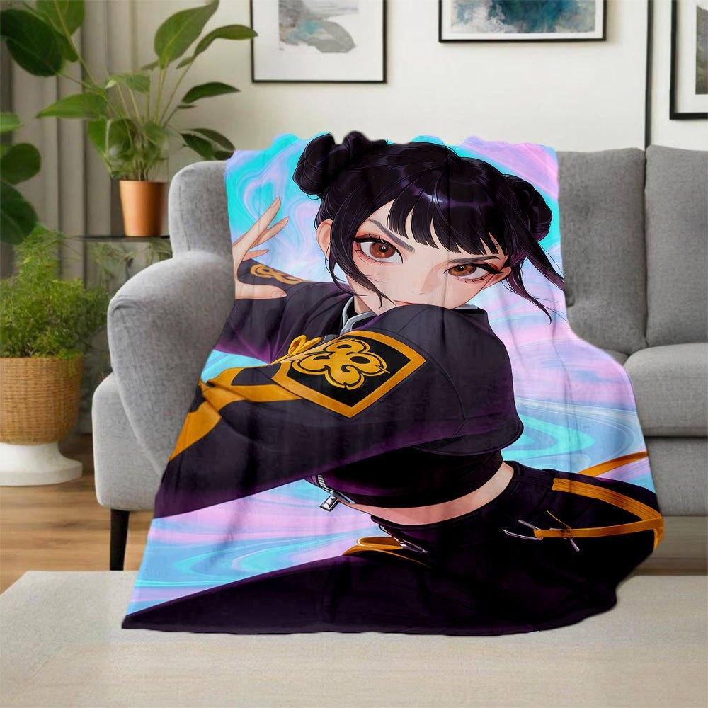 "Anime Character Inspired Purple and Yellow Uniform Cosplay Costume"Blanket Lightweight Flannel Throw Blanket for Sofa, Bed, Travel, Camping