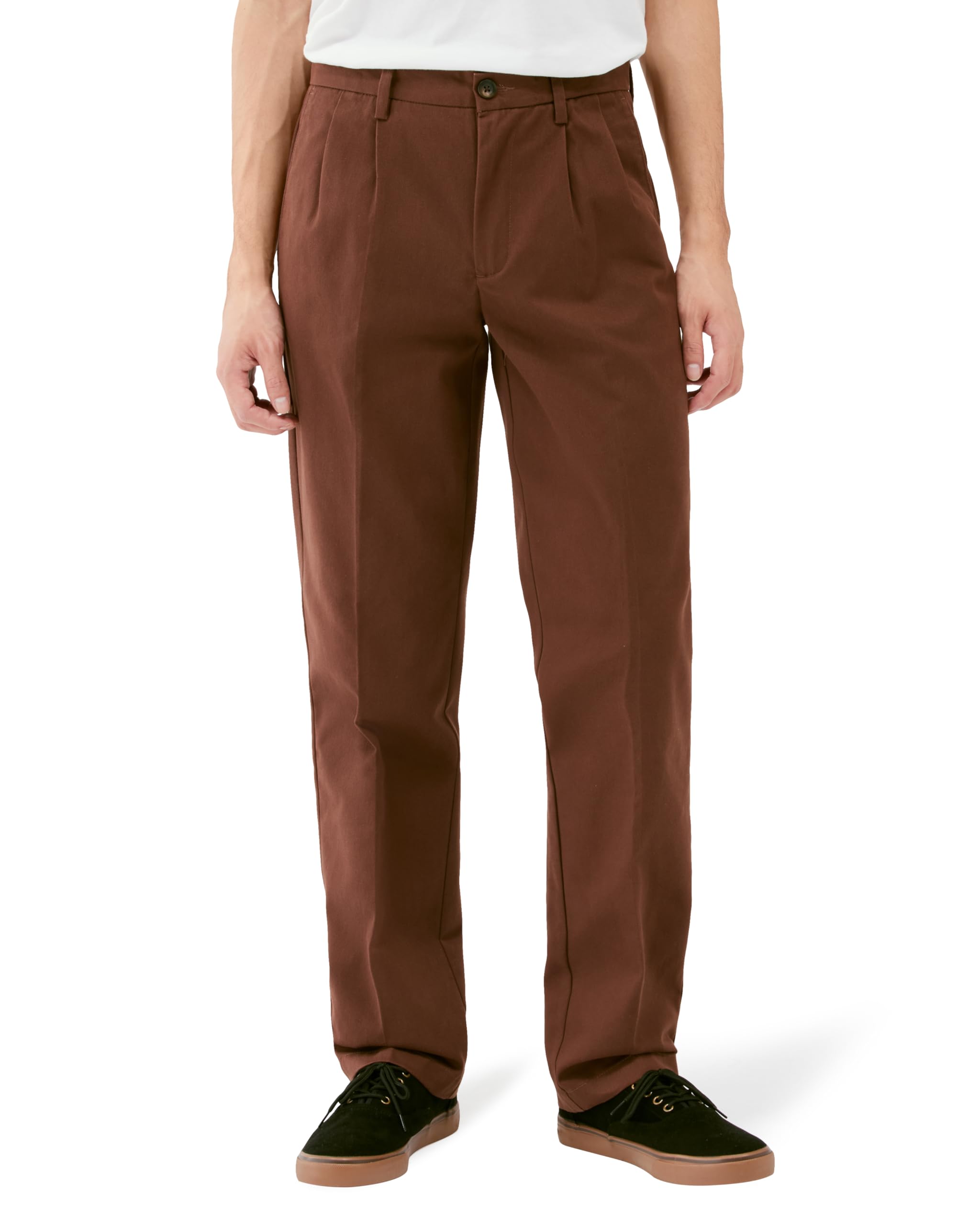 

Amazon Essentials Men s Brown Chino Pants with Tucks, Wrinkle-Resistant, Classic Fit, Size W36 / L32