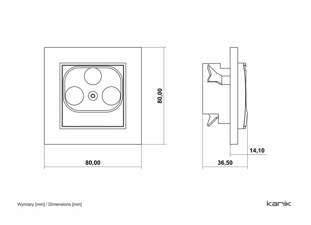 RTV-SAT terminal socket with mini frame, silver color