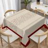 One elegant red-edge floral tablecloth - Clean and romantic polyester rectangle suitable for home kitchen,