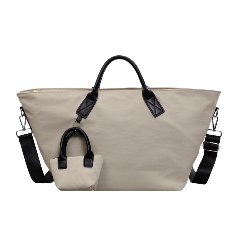 Borsa a Tote in Tela di Grande Capacità per Donna, Borsa a Spalla Casual con Manico in Pelle