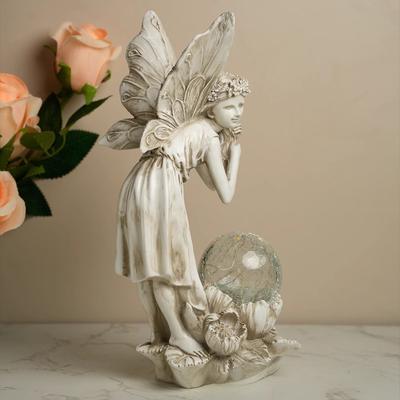 Dreamy Garden Flower Fairy Angel Girl Resin Crafts Touching Hair Outdoor Garden Ornament