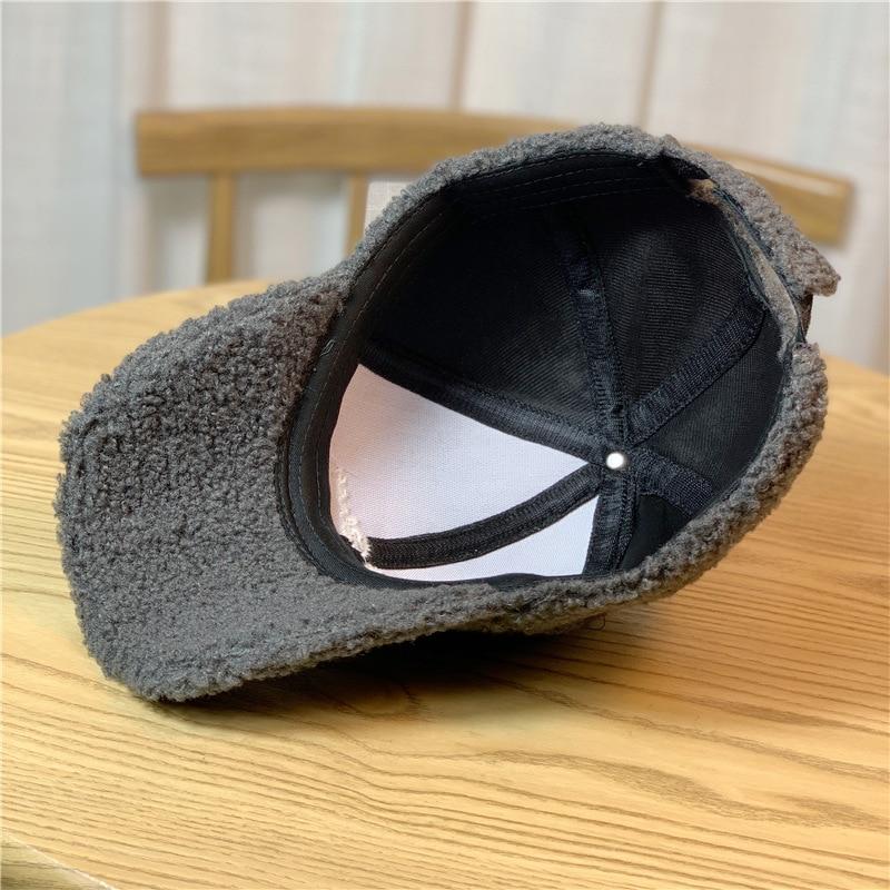 Letter Embroidery Women Sun Hat Lady Girls Outdoor Warm Winter Spring Plush Cap Lamb Wool Baseball Cap