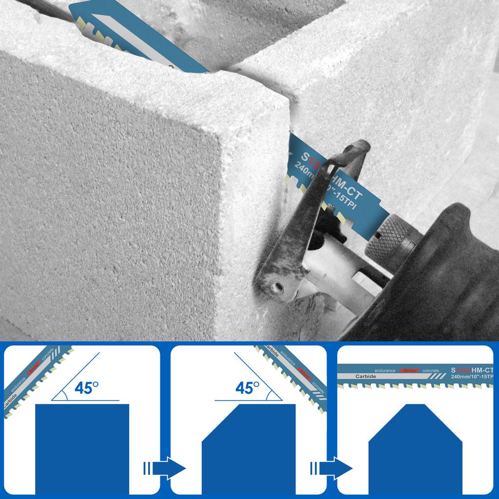 10/12/18/20 Zoll Säbelsägeblatt Universalschnitt Recipsägeblatt Legierter Stahl Roter Ziegel Beton Schneidsägeblatt