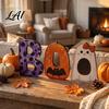 Freestanding Wood BOO Block Set Halloween Wooden Ornaments Lettering Decorations Rustic Bat Pumpkin Ghost Vintage Style Letter Signs Table