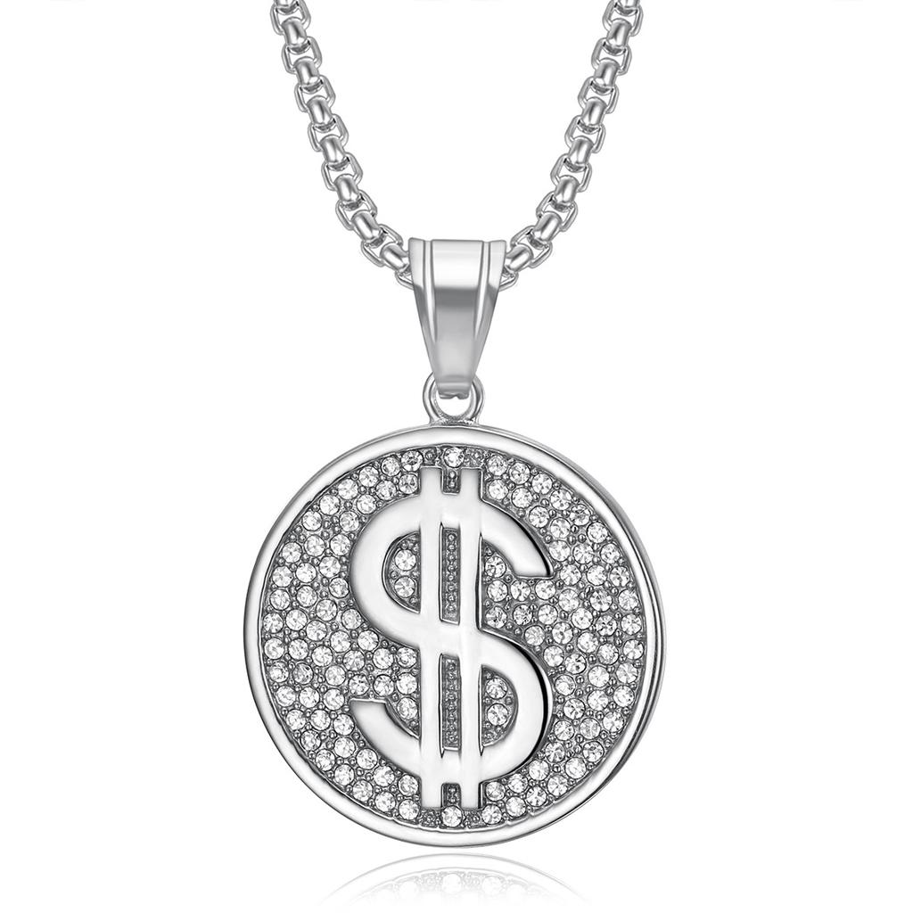 2026 Jewelry Fashion Trend Inlaid Zircon USD Pendant Necklace Men's Jewelry Accessories