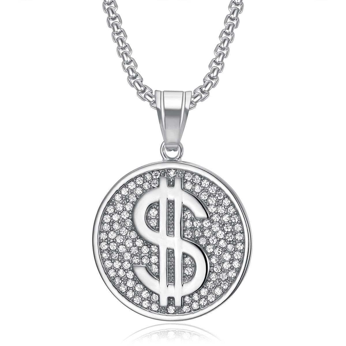 

2026 Jewelry Fashion Trend Inlaid Zircon USD Pendant Necklace Men s Jewelry Accessories 60CM