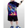Boys' Fashionable 3D Printed Casual Pullover, Short Sleeved Shorts Shorts Set, Boys' Outdoor T-shirt and Shorts Set Outdoor
