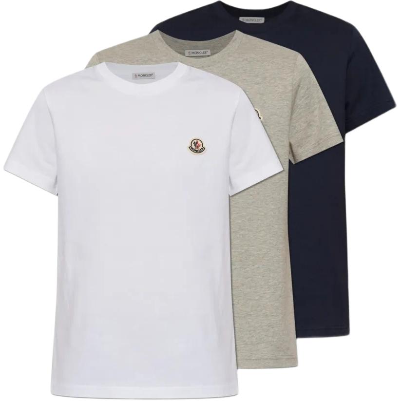 T-shirt Casual Manches Courtes Couleur Unie Simple avec Patch Logo Moncler pour Femme Tops Femme L20938C0002889B8U3PS S gray