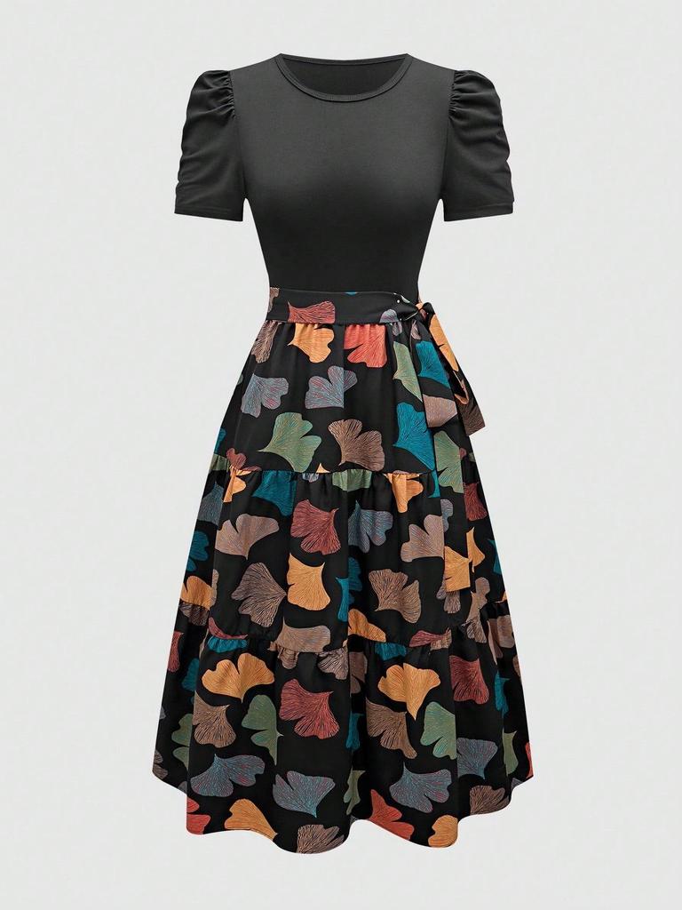 2026 European & American Short-Sleeved Round Neck Printed Dresses: Summer Women's Fashion.