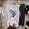 2023 Shiny Silk Sleeveless V-Neck Women's Vest - Spring/Summer New Style, Loose Fit with Hot Diamond Sling Knitted Design