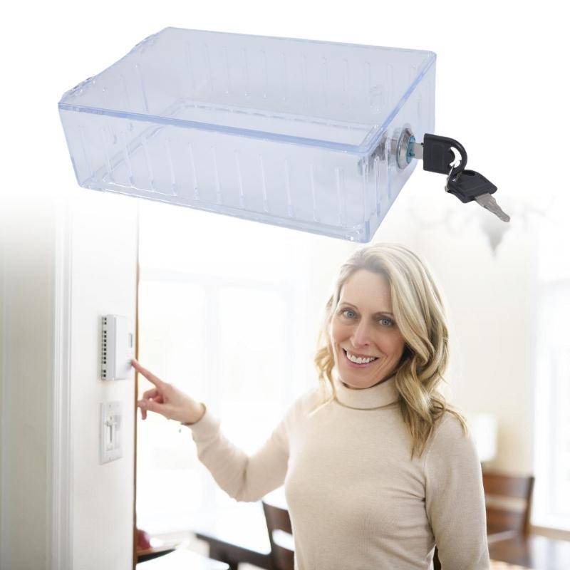 Clear Thermostat Lock Box With 2 Key Universal Protective Cover For Home And Office Use Prevents Unauthorized Adjustment