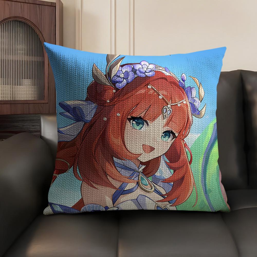 Nilou Cute Genshin Impact Cushion Cover Natural Linen Organic Fabric Double-Sided Printing Sofa Home Decor Gift Pillow Case
