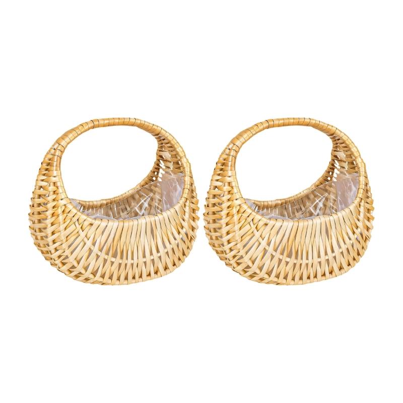 Handwoven Willow Small Basket Portable Carry Handle For Indoor Outdoor Use