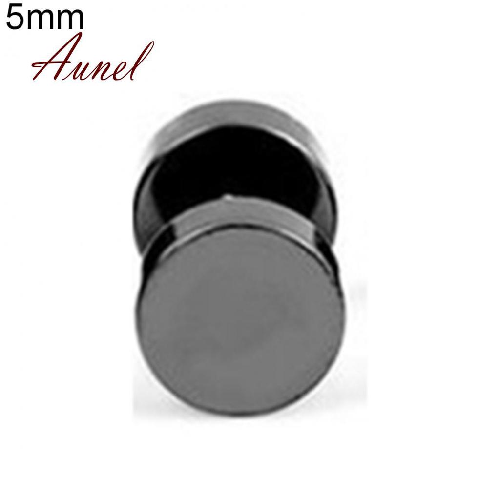 Punk Round Black Stainless Steel Ear Stud Piercing Earrings 3mm - 14mm
