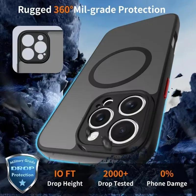 Matte Magsafe Magnetische Handyhülle für iPhone 16 15 14 13 12 11 Pro Max 17 Air PC Hart Drahtloses Laden Anti-Fingerabdruck Abdeckung