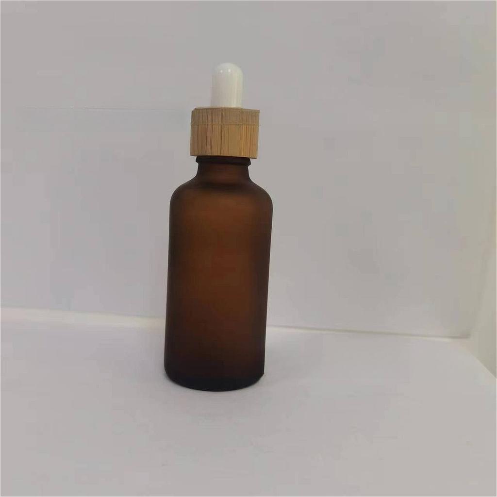 5-100ml Amber Glass Essential Oil Bottle with Bamboo Wood Lid, Dropper Refillable Container for Serum