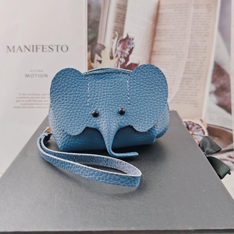 Sweet And Fresh Style Pu Leather Elephant Coin Purse Women's Bag Pendant Card Holder Lipstick Bag Zipper Coin Purse Lemon Yellow