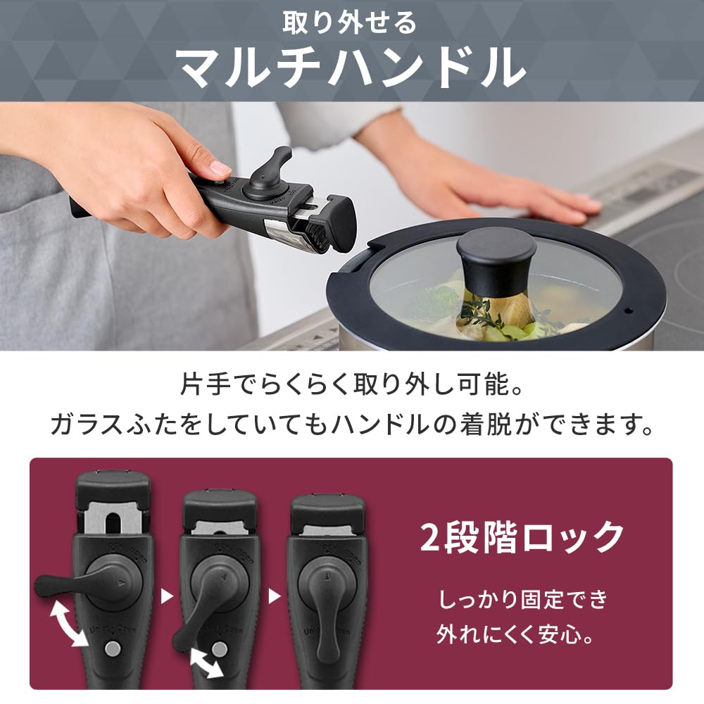 IRIS OHYAMA Frying Pan Set with Diamond Coated Removable 3 Metallic Brown 12-Piece Pans, Induction/Gas Compatible, Handles, Lightweight, Colors,