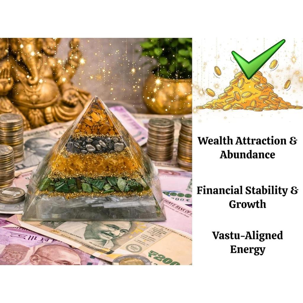 Dhan Yog Pyramid Vastu for Home - Certified Pyrite for Money Magnet Success | Pooja Vastu Decorative Items for Home Gifts