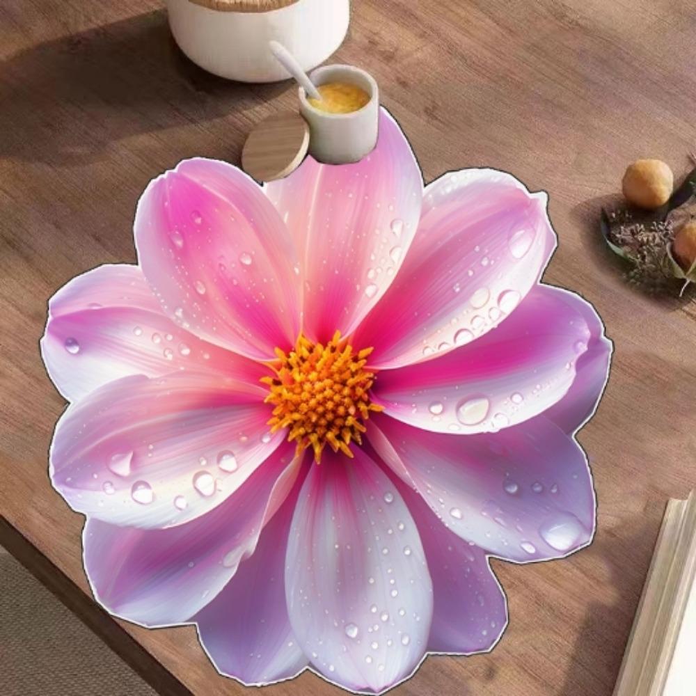 

40*40cm Pastoral Flower Carpet Printing Door Gasket New Lotus Floor Mat Baby Crawl 5