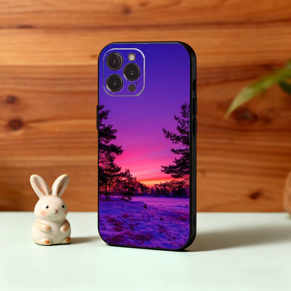 

P-Picturesque S-Sunset Phone Case For iPhone17,16,15,14,13,12Plus,Pro Max,XS,5G Soft Silicone Black Cover iPhone14