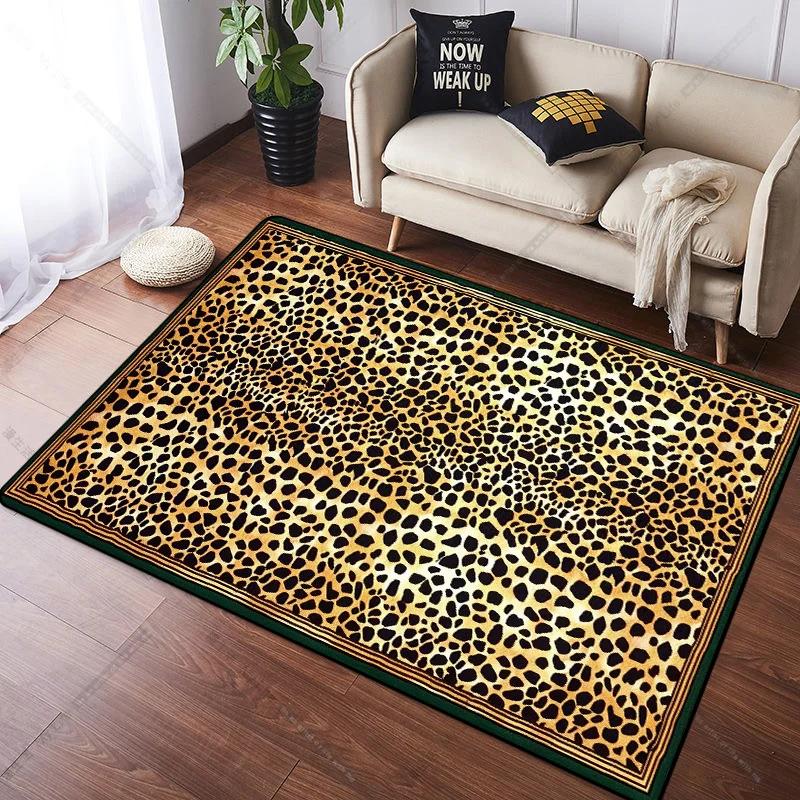 Abstract Style Leopard Soft Carpet Living Room Decoration Homesofa Area Large Sofa Side Rugs Non-slip Bedroom Floor Mat Washable