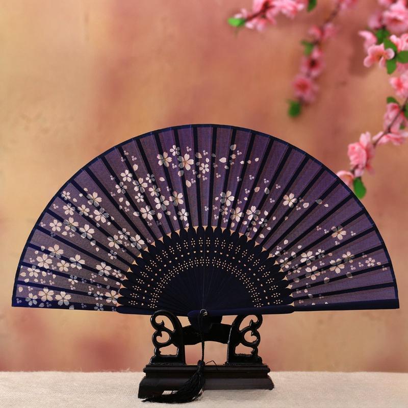 Bambus Faltfächer Seide Chinesischer Stil Fächer Handfächer Antike Kunsthandwerk Japanisch Sommer Weiblich Tanz Heimdekoration Party Ventila